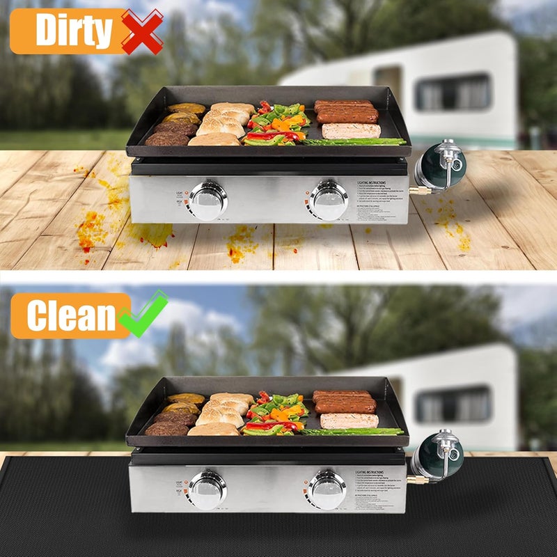 Amerbro 24x48in Heat Resistant Grill Mats for Outdoor Grill to Protect Your Prep Table and Outdoor Grill Table - Fire Proof & Water Proof & Oil Proof BBQ Mat - Black (1mm) - Image 3
